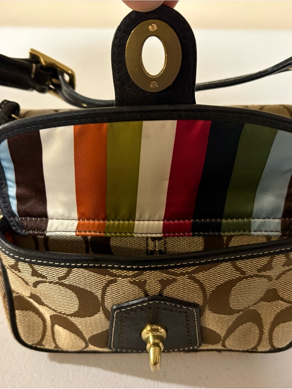 Coach 65th Ann Brown Signature Mini Bag with Black Trim F06K - 40224 EUC - Picture 2 of 13